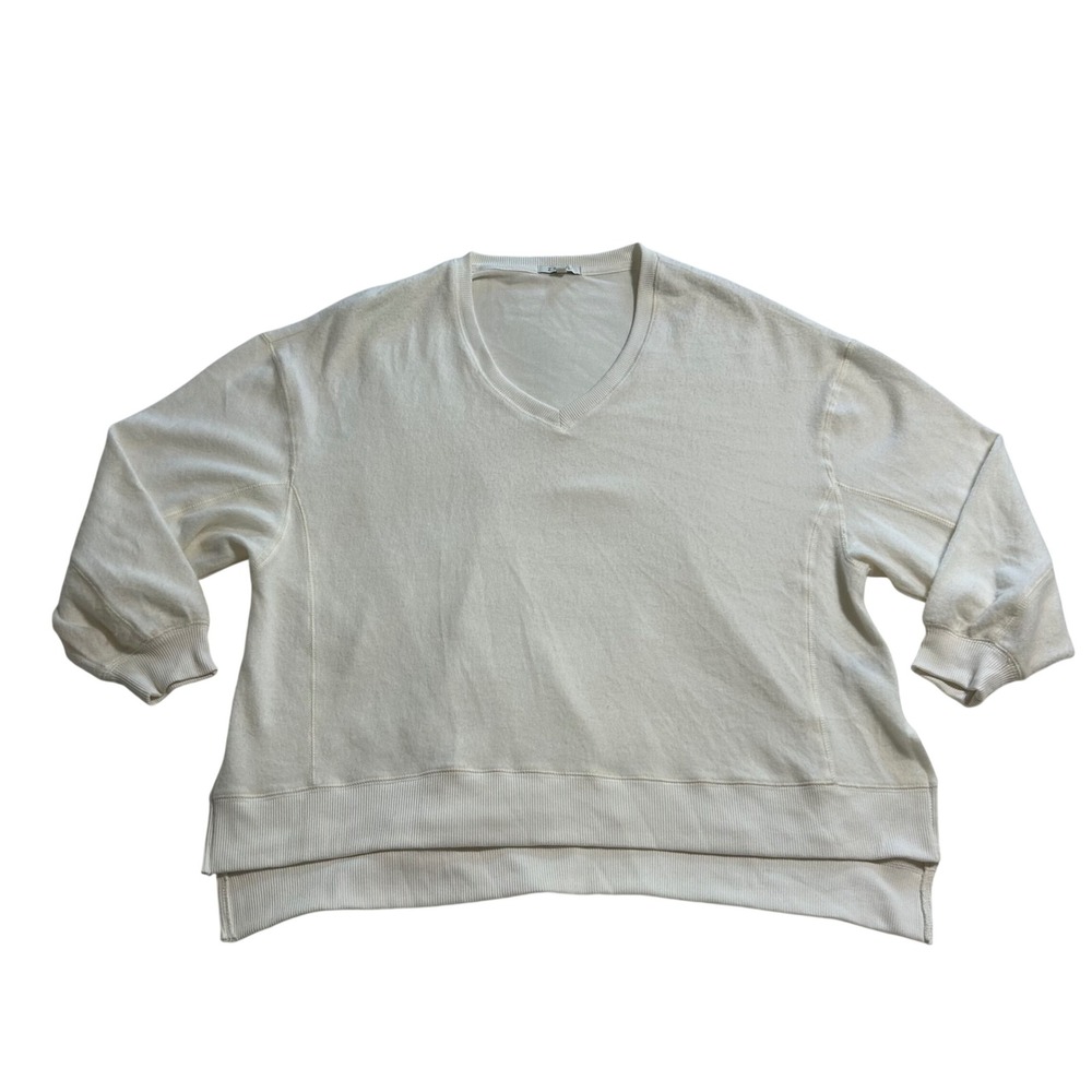 Z Supply Womens Cream V-Neck Oversized Sweater High Low Hem ZT213140 S‎